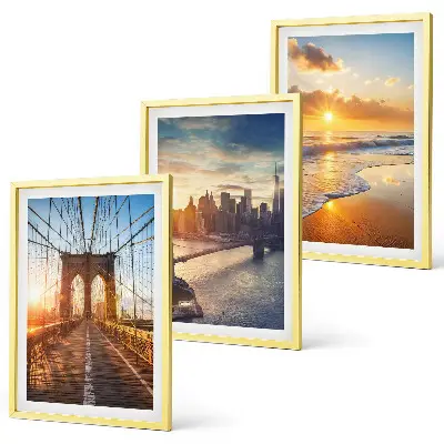Wanddecoratie set schilderijen met bruggen en zonsondergangen in de stad