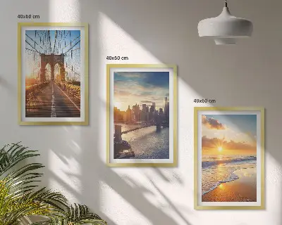 Wanddecoratie set schilderijen met bruggen en zonsondergangen in de stad