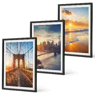Wanddecoratie set schilderijen met bruggen en zonsondergangen in de stad