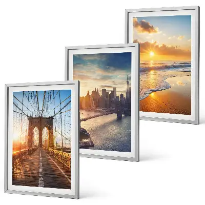 Wanddecoratie set schilderijen met bruggen en zonsondergangen in de stad