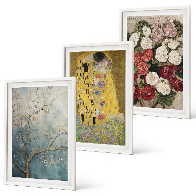 Wanddecoratie set schilderijen Schilderij Bloemen van de boom van Klimt