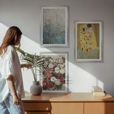 Wanddecoratie set schilderijen Bloemen van de boom van Klimt