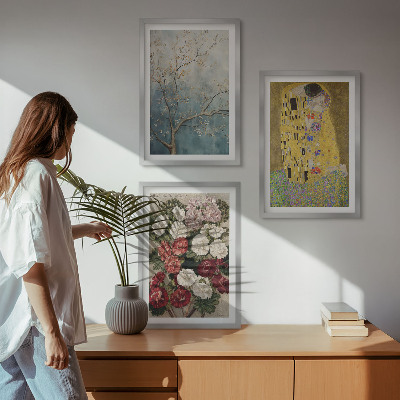 Wanddecoratie set schilderijen Schilderij Bloemen van de boom van Klimt