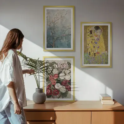Wanddecoratie set schilderijen Bloemen van de boom van Klimt