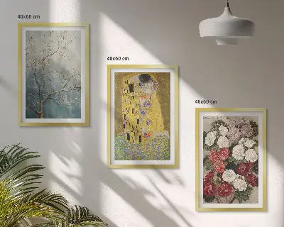 Wanddecoratie set schilderijen Bloemen van de boom van Klimt