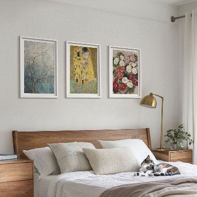 Wanddecoratie set schilderijen Schilderij Bloemen van de boom van Klimt