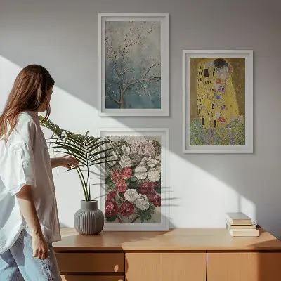 Wanddecoratie set schilderijen Bloemen van de boom van Klimt