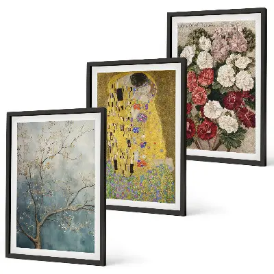 Wanddecoratie set schilderijen Bloemen van de boom van Klimt