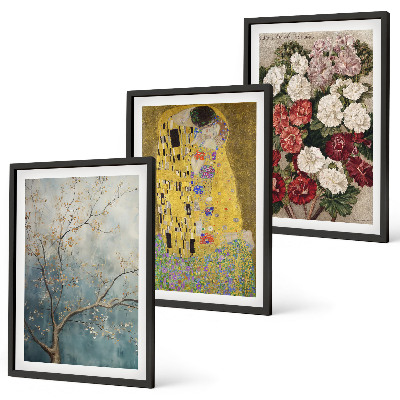 Wanddecoratie set schilderijen Schilderij Bloemen van de boom van Klimt