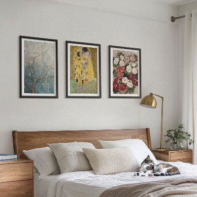 Wanddecoratie set schilderijen Schilderij Bloemen van de boom van Klimt