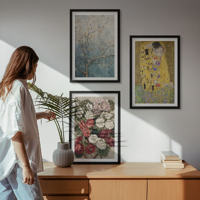 Wanddecoratie set schilderijen Schilderij Bloemen van de boom van Klimt