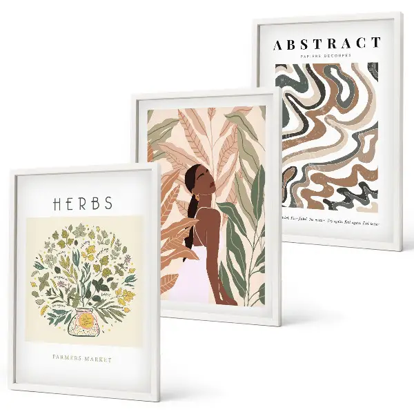Fotowand met boho pastel minimalistische posters