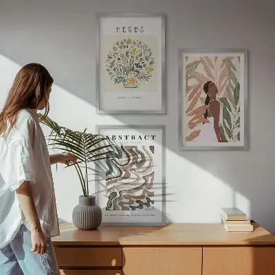 Fotowand met boho pastel minimalistische posters