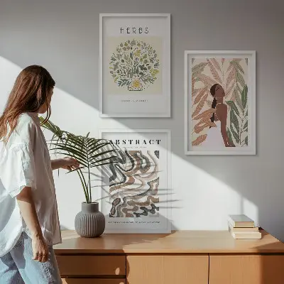 Fotowand met boho pastel minimalistische posters