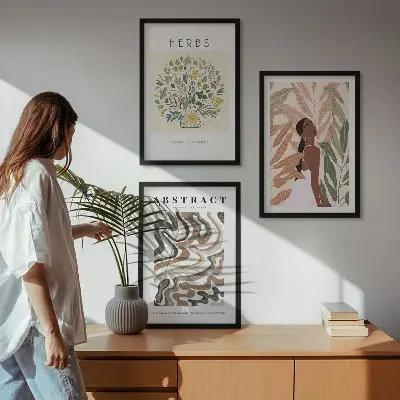 Fotowand met boho pastel minimalistische posters