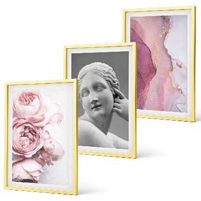 Wanddecoratie set schilderijen Abstracte sculptuur van een vrouw met pioenrozen