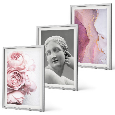 Wanddecoratie set schilderijen Abstracte sculptuur van een vrouw met pioenrozen