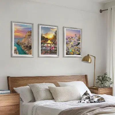 Wanddecoratie set schilderijen Uitzicht op zee bij zonsondergang