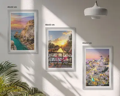 Wanddecoratie set schilderijen Uitzicht op zee bij zonsondergang