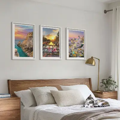 Wanddecoratie set schilderijen Uitzicht op zee bij zonsondergang