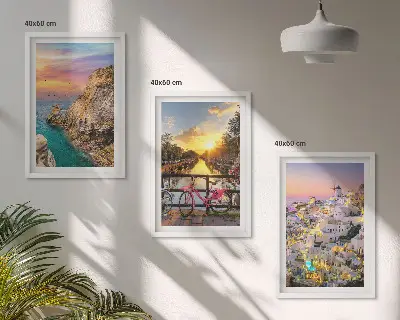 Wanddecoratie set schilderijen Uitzicht op zee bij zonsondergang