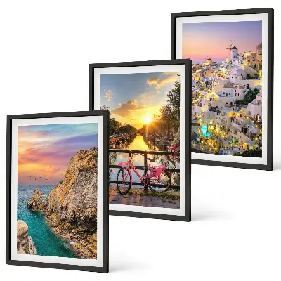 Wanddecoratie set schilderijen Uitzicht op zee bij zonsondergang