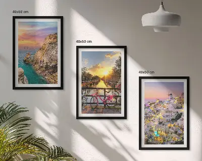 Wanddecoratie set schilderijen Uitzicht op zee bij zonsondergang