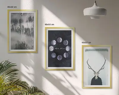 Fotowand boslandschap met mist, maan en hertenkop