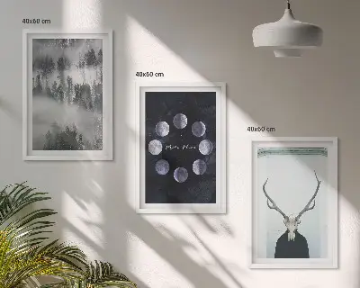 Fotowand boslandschap met mist, maan en hertenkop