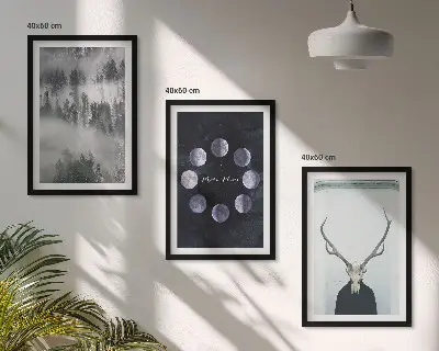 Fotowand boslandschap met mist, maan en hertenkop