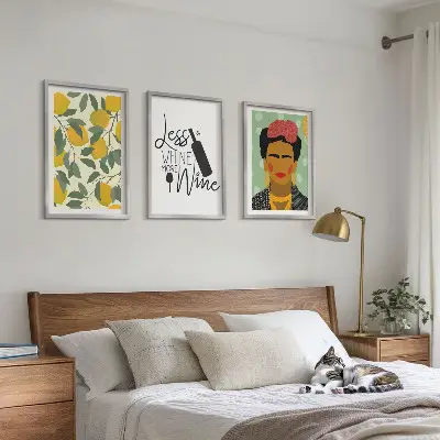 Wanddecoratie set schilderijen portret van Frida met citroenmotief