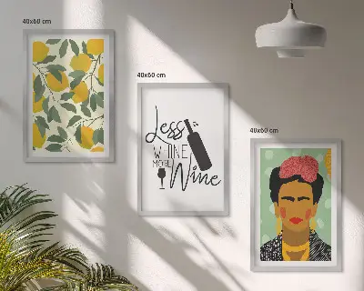 Wanddecoratie set schilderijen portret van Frida met citroenmotief