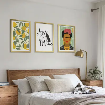 Wanddecoratie set schilderijen portret van Frida met citroenmotief
