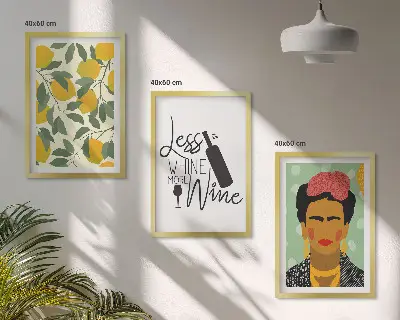 Wanddecoratie set schilderijen portret van Frida met citroenmotief