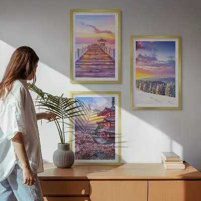 Wanddecoratie set schilderijen Romantische luchtfoto's