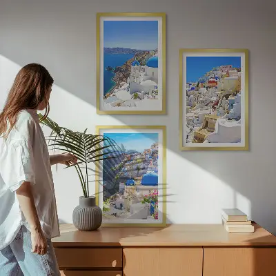 Fotowand landschapsarchitectuur van Oia op Santorini