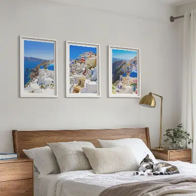 Fotowand landschapsarchitectuur van Oia op Santorini