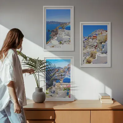 Fotowand landschapsarchitectuur van Oia op Santorini