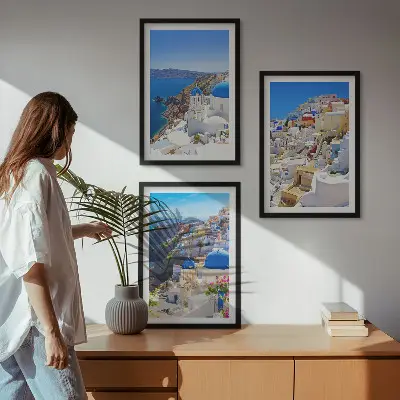 Fotowand landschapsarchitectuur van Oia op Santorini