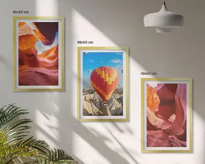 Wanddecoratieset schilderijen woestijnkloven gezien vanuit een luchtballon