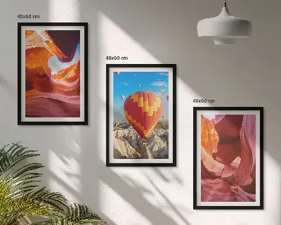 Wanddecoratieset schilderijen woestijnkloven gezien vanuit een luchtballon