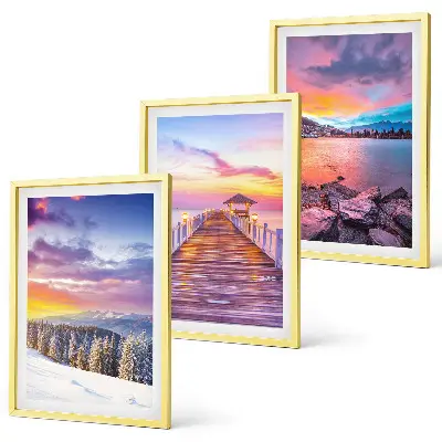 Wanddecoratie set schilderijen Winterlandschap met bergmeer
