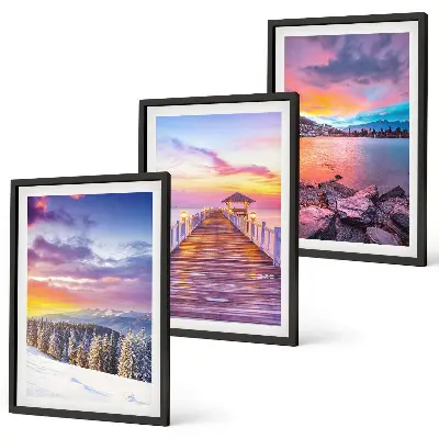 Wanddecoratie set schilderijen Winterlandschap met bergmeer