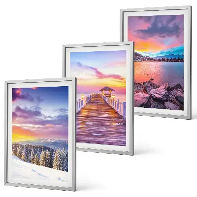 Wanddecoratie set schilderijen Winterlandschap met bergmeer