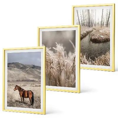 Fotowand met een landschap van paarden in het gras bij een beek