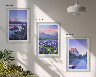 Wanddecoratie set schilderijen Landschappen van bergen met water en lucht