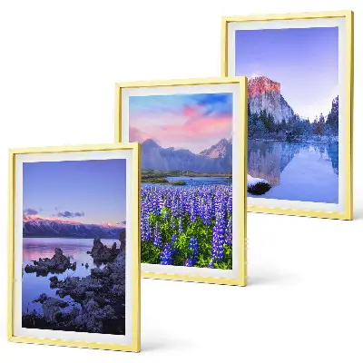 Wanddecoratie set schilderijen Landschappen van bergen met water en lucht