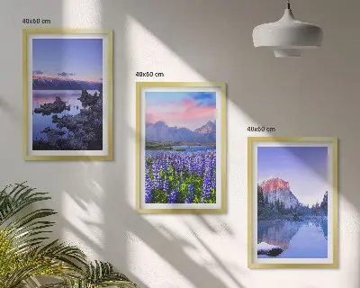Wanddecoratie set schilderijen Landschappen van bergen met water en lucht