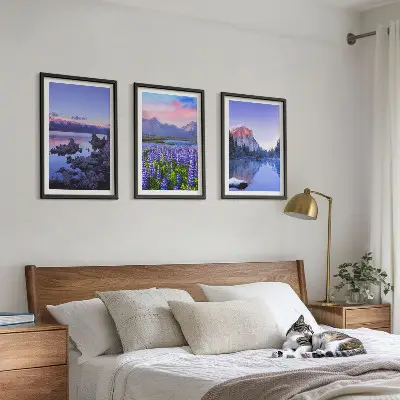 Wanddecoratie set schilderijen Landschappen van bergen met water en lucht