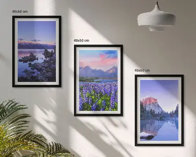 Wanddecoratie set schilderijen Landschappen van bergen met water en lucht